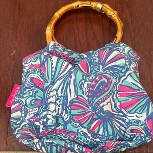 Lilly Pulitzer for Target Pink and Blue Kids Tote with Bamboo Handle